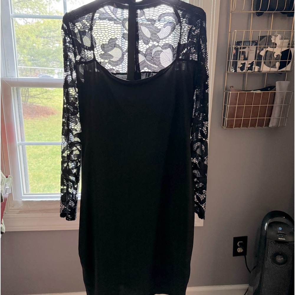Black lace sleeve dress